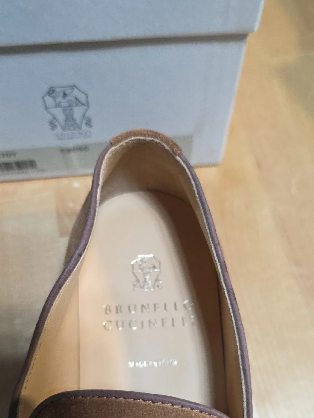 Brunello Cucinelli Tan Suede Penny Loafers